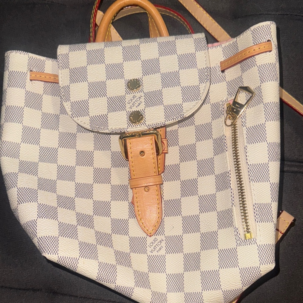 Louis Vuitton Navy and Cream Checkered Backpack